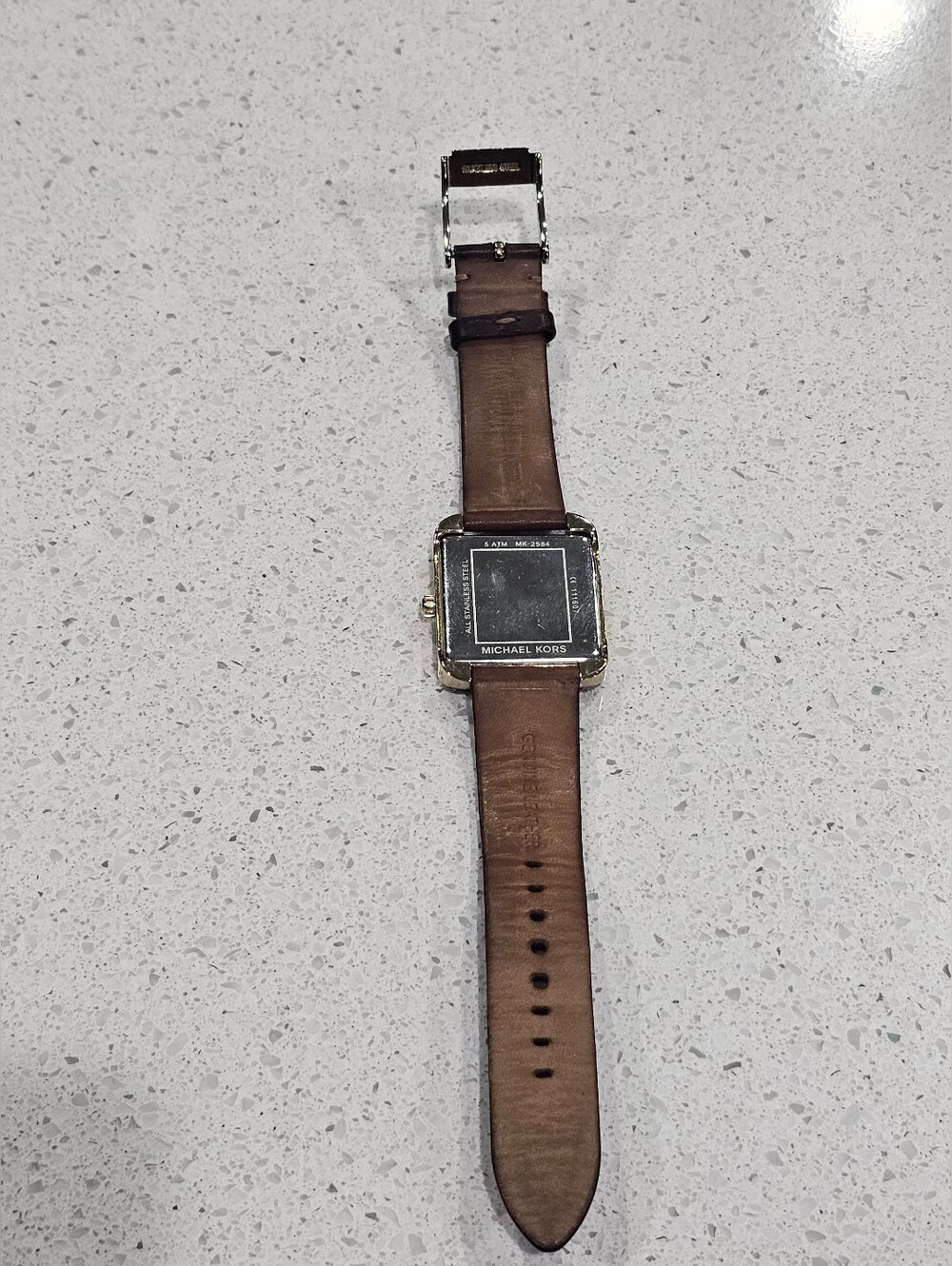 Michael Kors Square Gold Watch with Brown Leather Strap - Picture 8 of 11